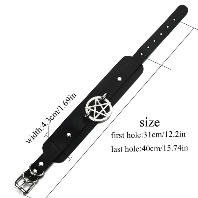 Gothic Collars Black Pentagram Collar