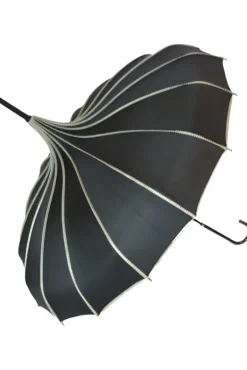 Soake Black Ribbed Pagoda Umbrella / Parasol