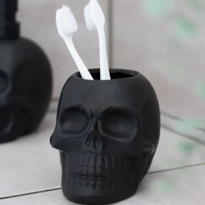 Something Different Black Skull Toothbrush Holder