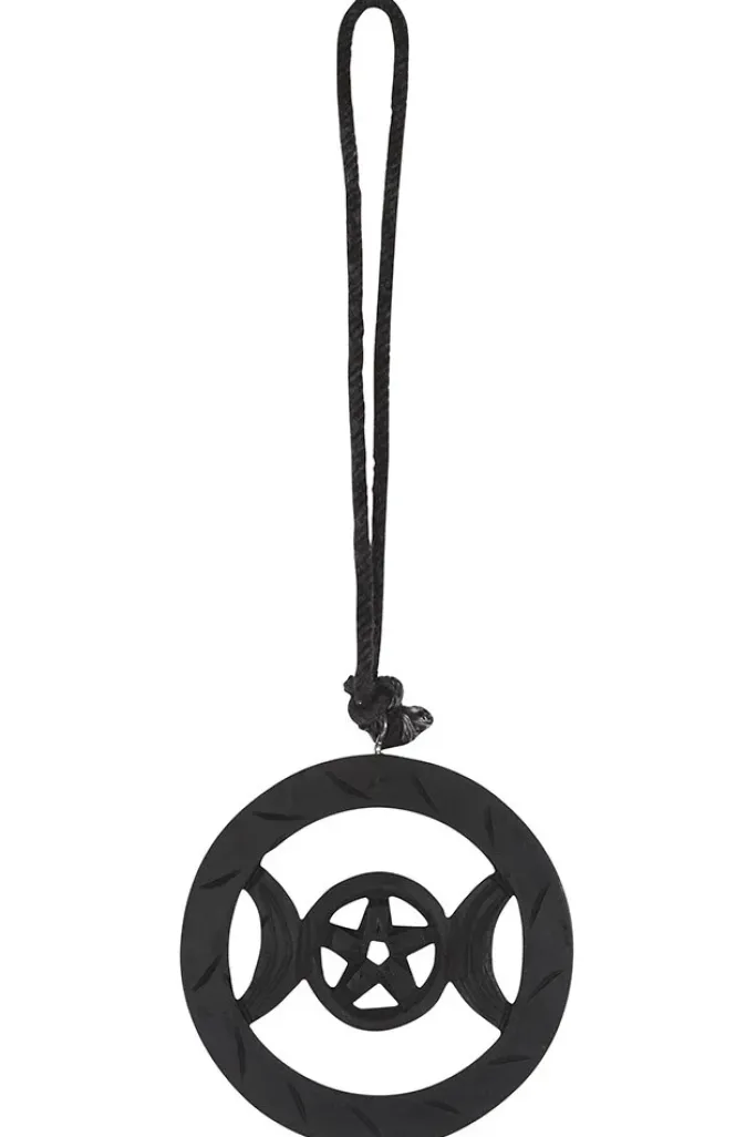 Something Different Black Wooden Hanging Triple Moon