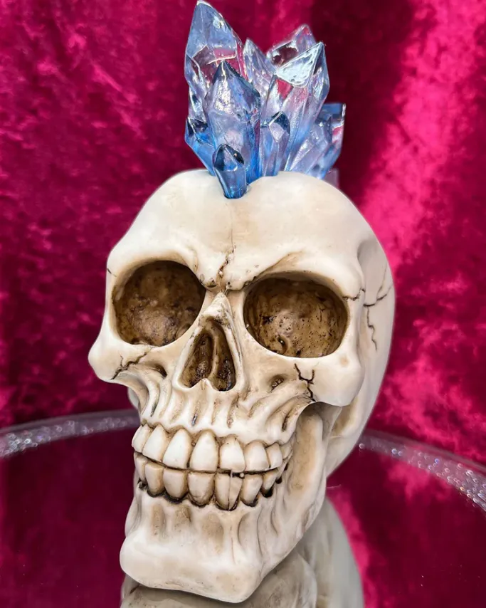 Nemesis Now Blue Crystal Hawk Skull
