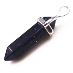 Gothic and Steampunk Jewellery Blue Goldstone Crystal Pendant Necklace