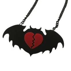 Gothic and Steampunk Jewellery Broken Heart Bat Necklace