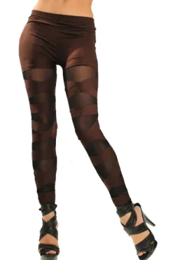 Gothic Accessories Brown Bandage Mesh Leggings
