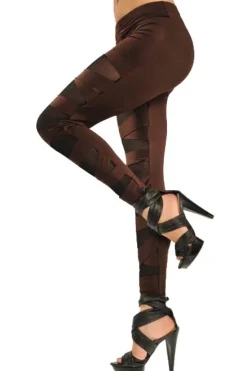 Gothic Accessories Brown Bandage Mesh Leggings