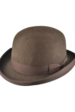 Euro Accessories Brown Wool Felt Steampunk Bowler Hat