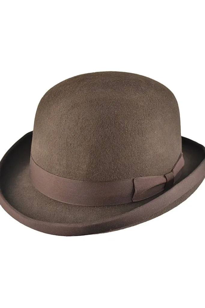 Euro Accessories Brown Wool Felt Steampunk Bowler Hat