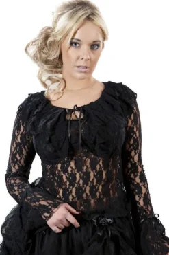 Burleska Brenda Top Long Sleeve Black Lace