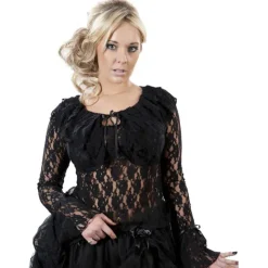 Burleska Brenda Top Long Sleeve Black Lace