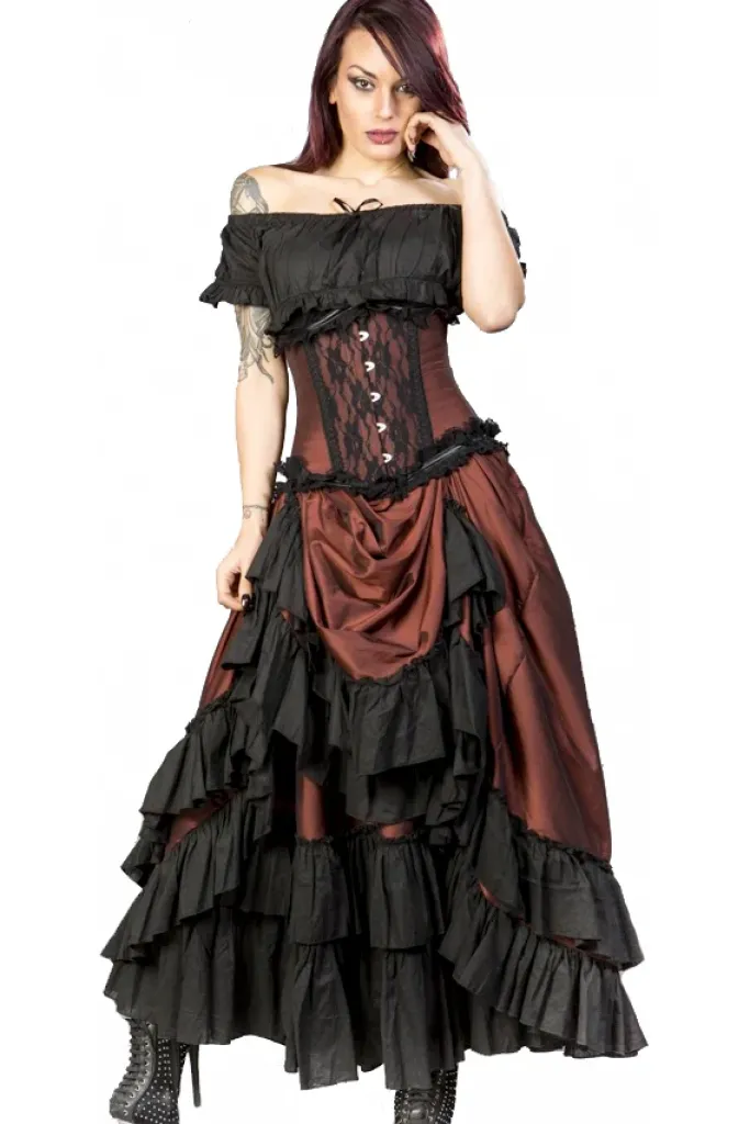 Burleska Carnation Victorian Maxi Skirt Brass