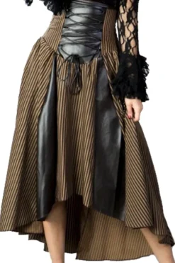 Burleska Clara Steampunk High Waisted Skirt Brown