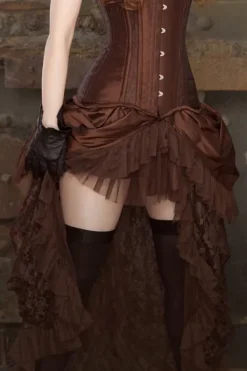 Burleska Elvira Long Steampunk Skirt Brown