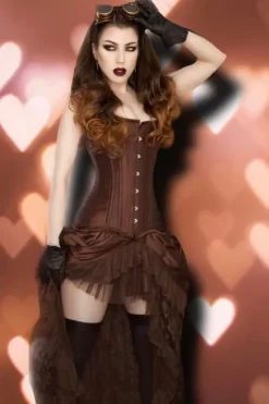 Burleska Elvira Long Steampunk Skirt Brown