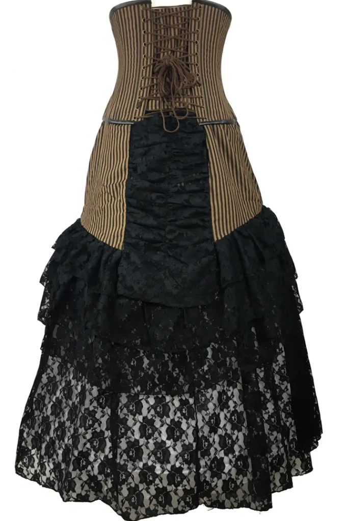 Burleska Luciana Skirt Brown Black Stripe
