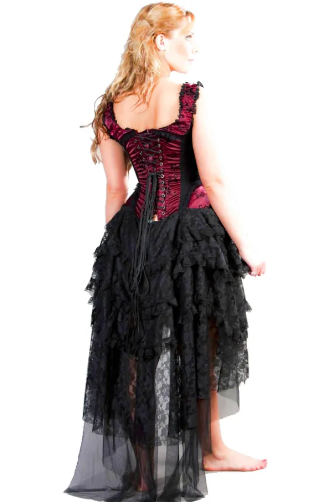 Burleska Ophelie Dress Flock Burgundy