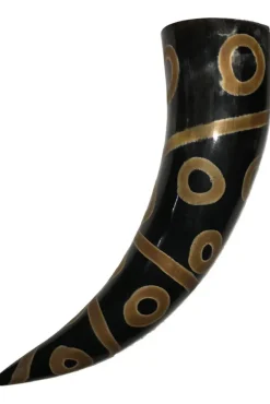 Natural Crafts India Burned Decorative Design Viking Drinking Horn - Small