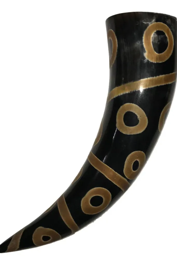 Natural Crafts India Burned Decorative Design Viking Drinking Horn - Small