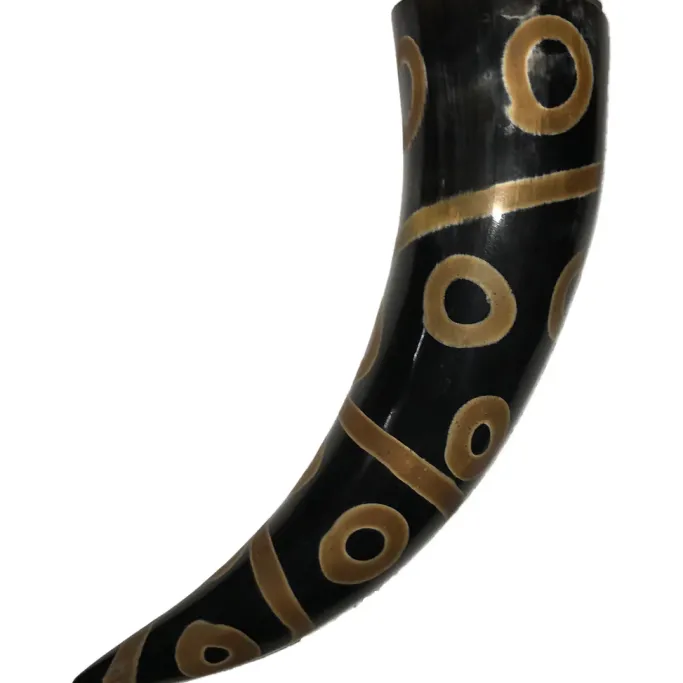 Natural Crafts India Burned Decorative Design Viking Drinking Horn - Small