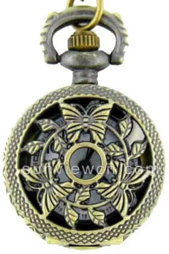 Pocketwatches Butterfly Necklace Pocket Watch