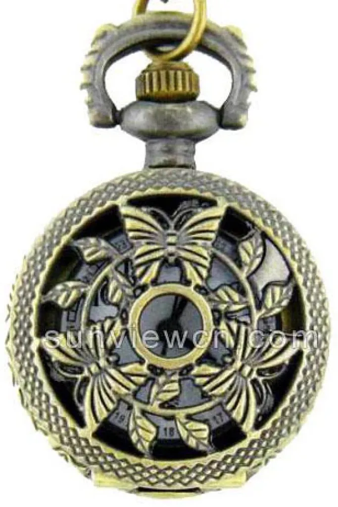 Pocketwatches Butterfly Necklace Pocket Watch