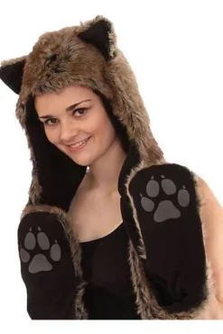 Angel Clothing Cat Bear or Wolf Hood with Scarf and Pockets - Hat