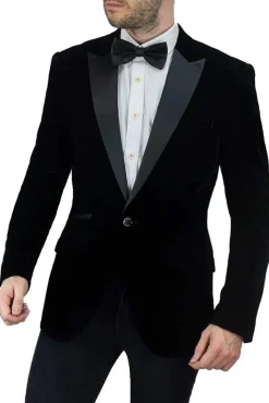 Kaymans Cavani Rosa Black Velvet Tuxedo Jacket (34, 36, 38, 52)
