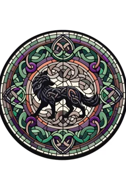 Oakhart Industries Celtic Knot Black Wolf Coaster
