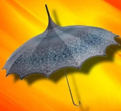 Soake Charcoal Patterned Pagoda Umbrella / Parasol