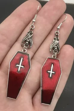 Gothic and Steampunk Jewellery Coffin Cross Earrings