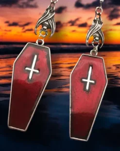 Gothic and Steampunk Jewellery Coffin Cross Earrings