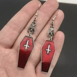 Gothic and Steampunk Jewellery Coffin Cross Earrings