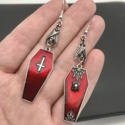 Gothic and Steampunk Jewellery Coffin Cross Earrings