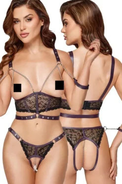 Cottelli Collection Bondage Cottelli Bondage Open Cup Lingerie Set