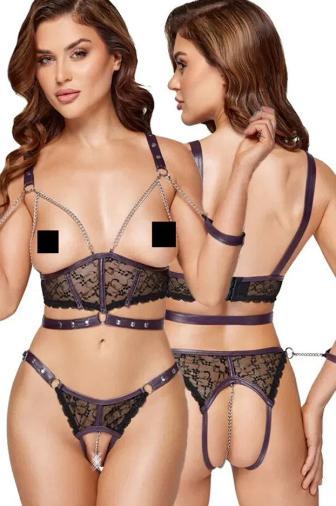 Cottelli Collection Bondage Cottelli Bondage Open Cup Lingerie Set