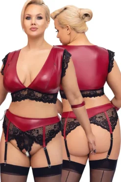 Cottelli Collection Bondage Cottelli Bondage Plus Size Red Black Lingerie Set