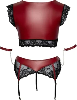 Cottelli Collection Bondage Cottelli Bondage Plus Size Red Black Lingerie Set