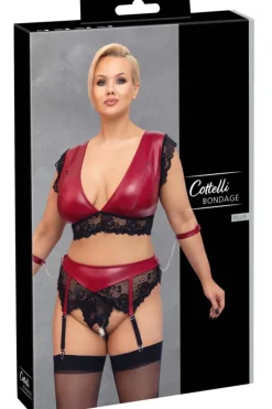Cottelli Collection Bondage Cottelli Bondage Plus Size Red Black Lingerie Set