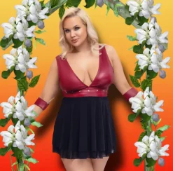 Cottelli Collection Bondage Cottelli Bondage Plus Size Red Black Babydoll