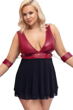 Cottelli Collection Bondage Cottelli Bondage Plus Size Red Black Babydoll
