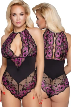 Cottelli Collection Cottelli Curves Plus Size Black Pink Body