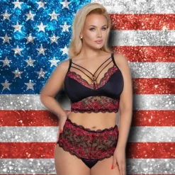 Cottelli Collection Cottelli Curves Plus Size Red Black Lingerie Set