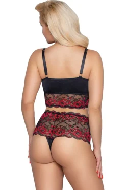 Cottelli Collection Cottelli Curves Plus Size Red Black Lingerie Set