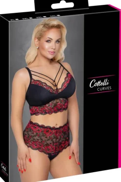 Cottelli Collection Cottelli Curves Plus Size Red Black Lingerie Set