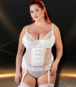 Cottelli Collection Cottelli Curves White Cami Suspender Basque (L, XL, 2XL)