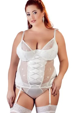 Cottelli Collection Cottelli Curves White Cami Suspender Basque (L, XL, 2XL)