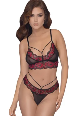 Cottelli Collection Cottelli Lingerie Black Red Lingerie Set