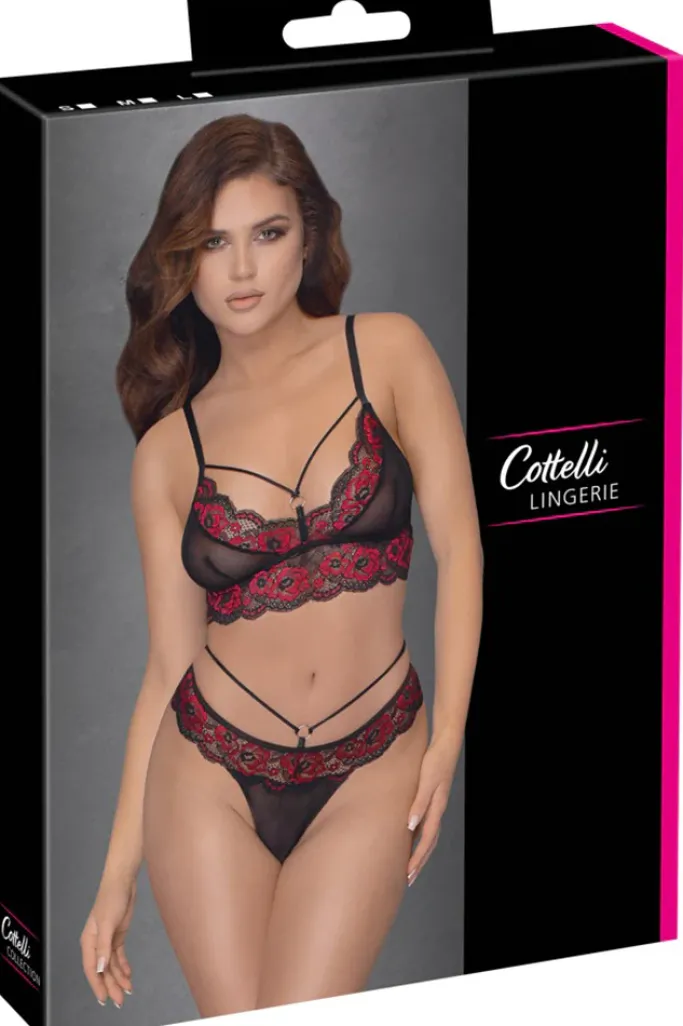 Cottelli Collection Cottelli Lingerie Black Red Lingerie Set
