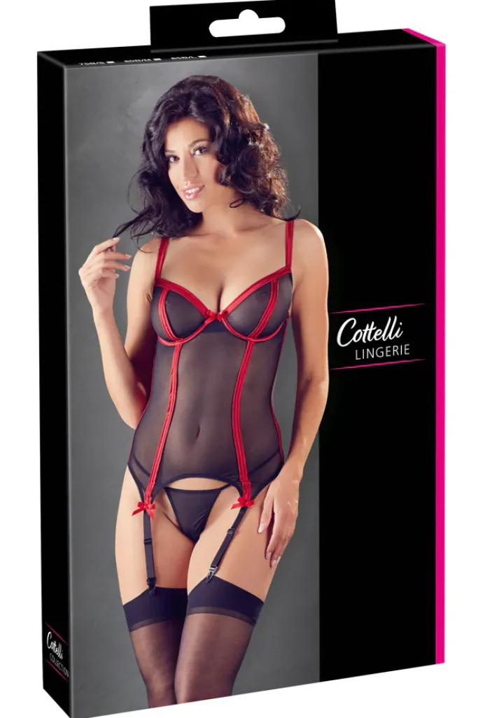 Cottelli Collection Cottelli Lingerie Black/Red Basque (M)