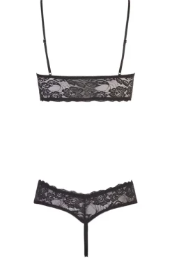 Cottelli Collection Cottelli Lingerie Black/Red Bra and String (S)
