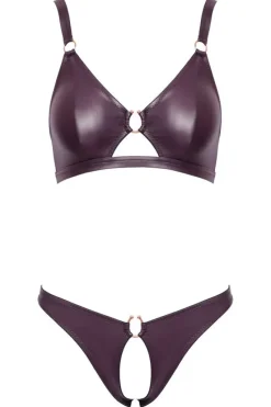 Cottelli Collection Cottelli Lingerie Purple Wetlook Set